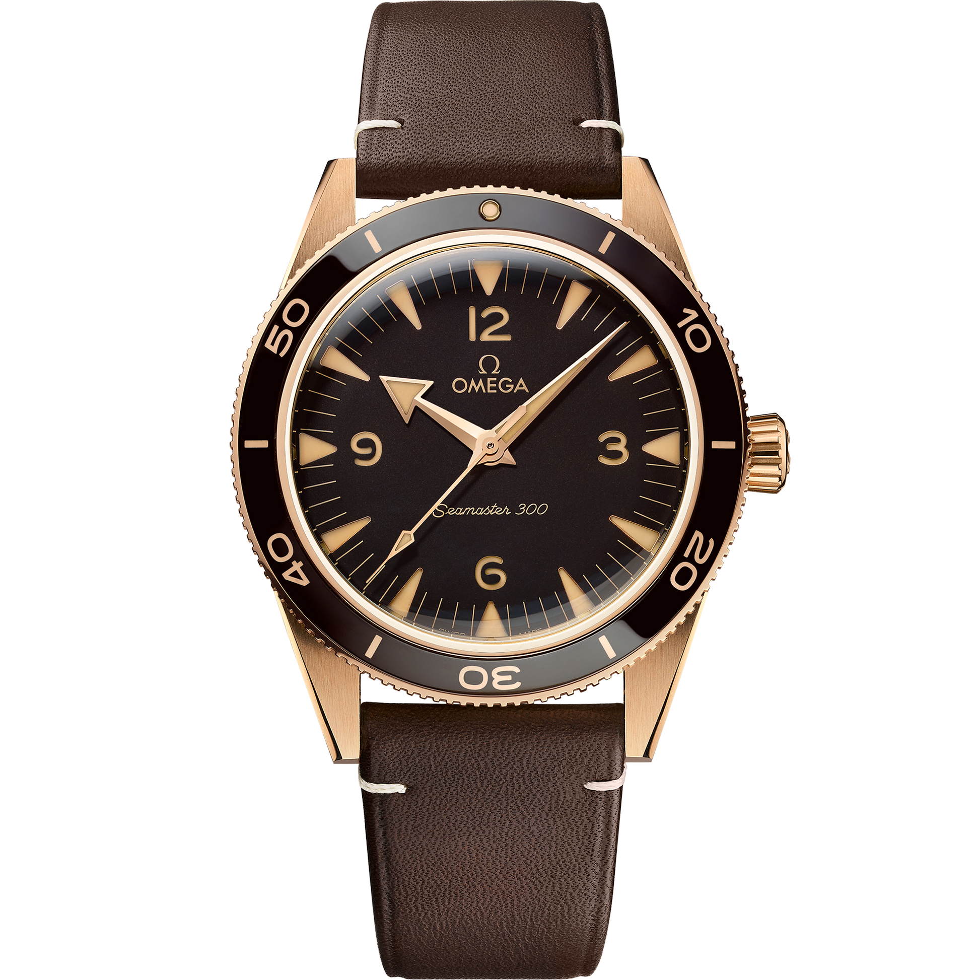 Seamaster 300 41 mm, Bronze gold on leather strap