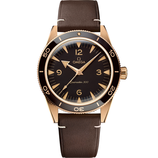 Seamaster 300 41 mm, Bronze gold on leather strap