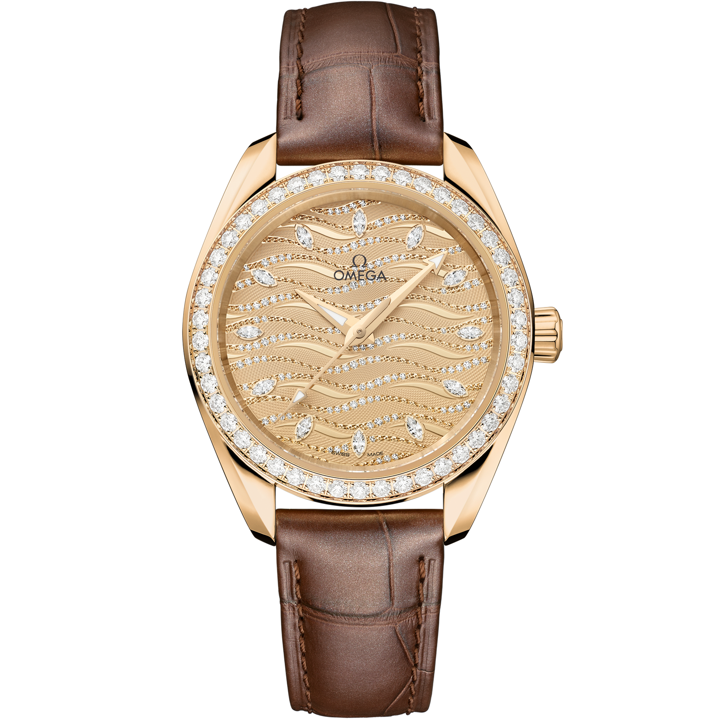 Seamaster Aqua Terra 150M 34 mm, Moonshine™ gold on alligator