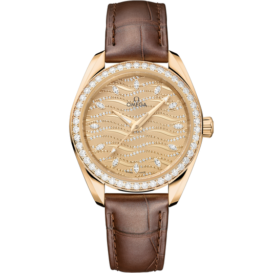 Seamaster Aqua Terra 150M 34 mm, Moonshine™ gold on alligator