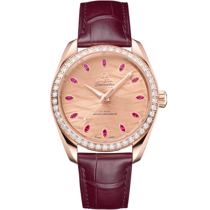 Seamaster Aqua Terra 150M 38 mm, Sedna™ gold on leather strap