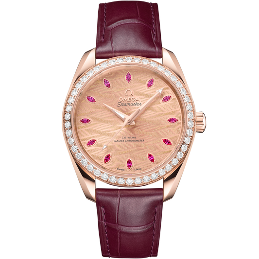 Seamaster Aqua Terra 150M 38 mm, Sedna™ gold on leather strap