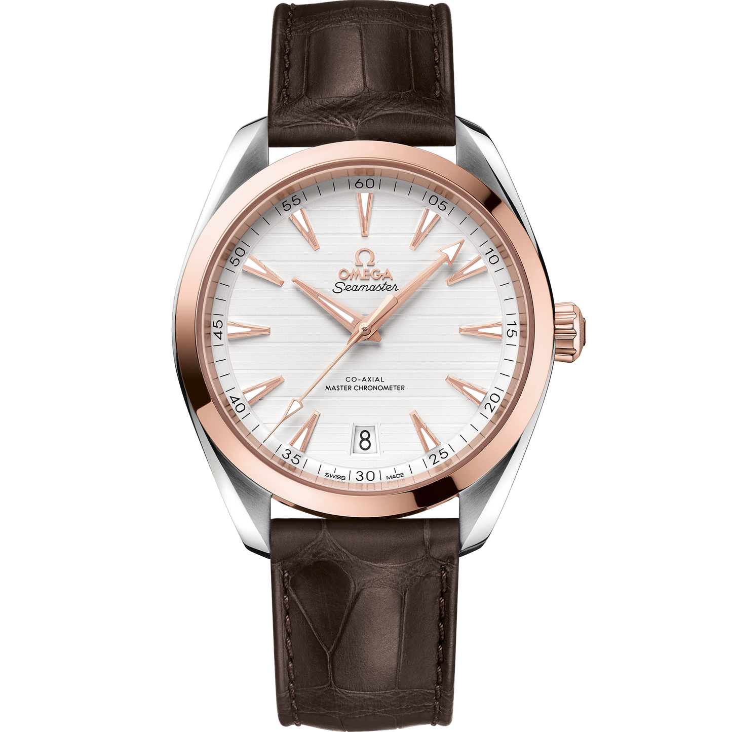 Seamaster Aqua Terra 150M 41 mm, steel ‑ Sedna™ gold on leather strap