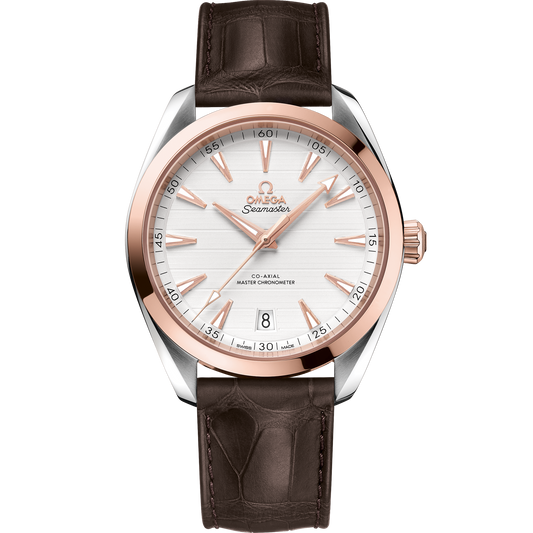 Seamaster Aqua Terra 150M 41 mm, steel ‑ Sedna™ gold on leather strap
