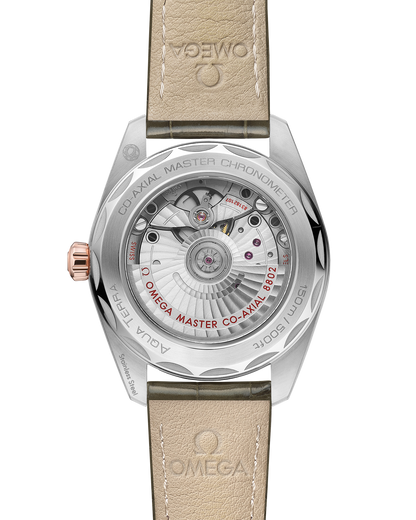 Seamaster Aqua Terra 150M 38 mm, steel ‑ Sedna™ gold on leather strap