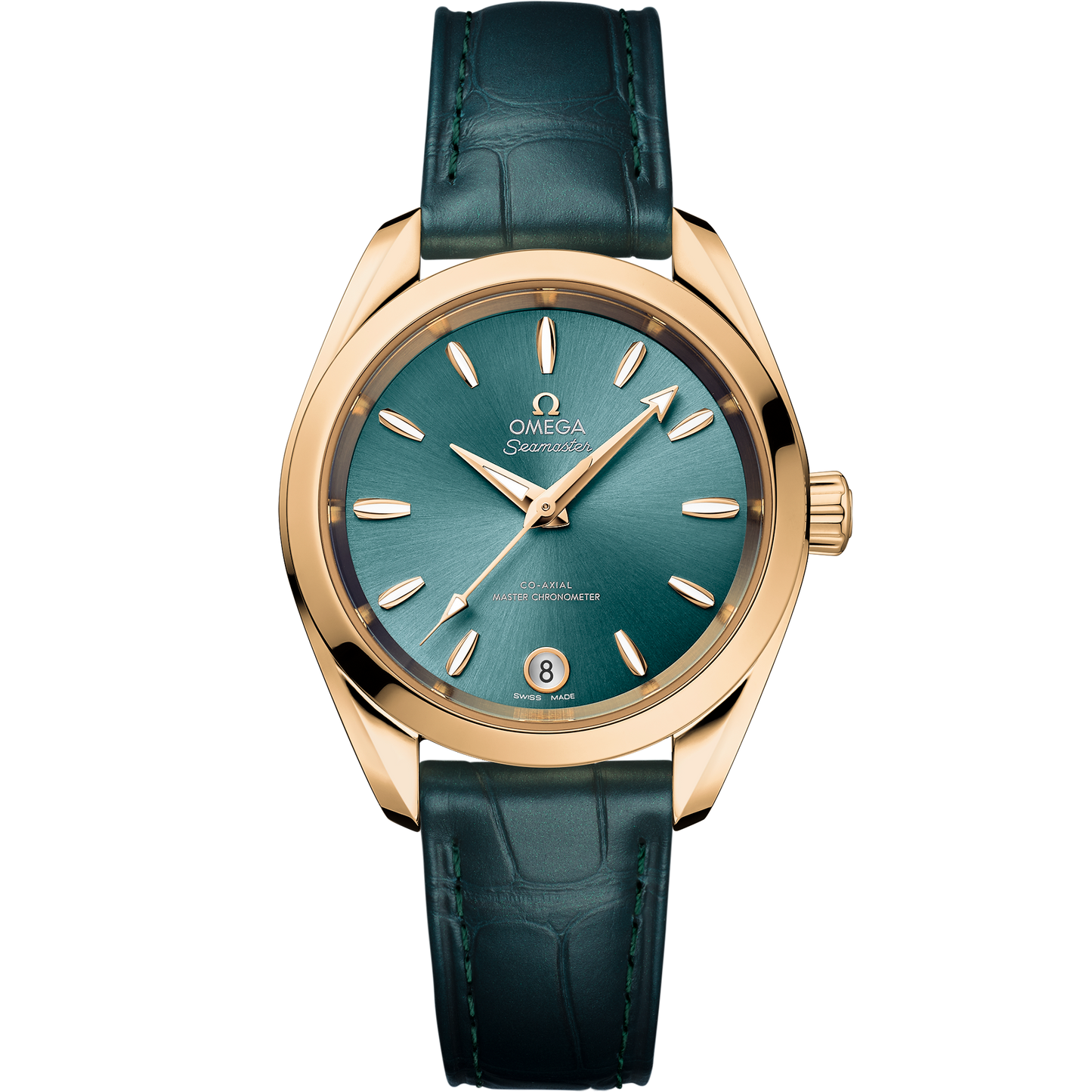 Seamaster Aqua Terra Shades 34 mm, Moonshine™ gold on leather strap