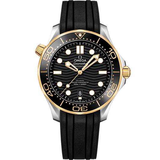 Seamaster Diver 300M 42 mm, steel ‑ yellow gold on rubber strap