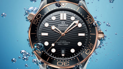 Seamaster Diver 300M 42 mm, steel ‑ Sedna™ gold on rubber strap