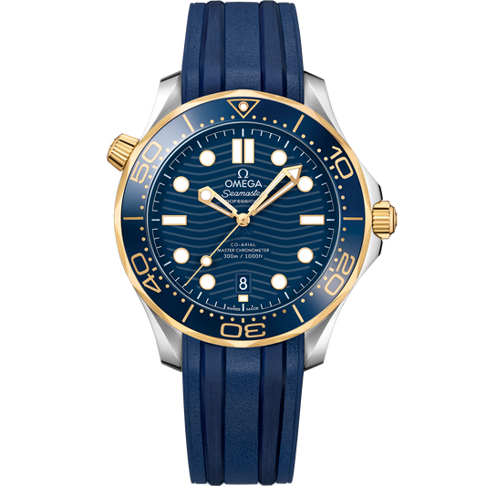 Seamaster Diver 300M 42 mm, steel ‑ yellow gold on rubber strap