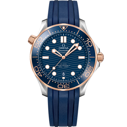 Seamaster Diver 300M 42 mm, steel ‑ Sedna™ gold on rubber strap