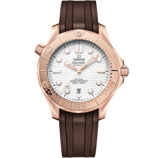Seamaster Diver 300M 42 mm, Sedna™ gold on rubber strap