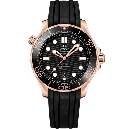 Seamaster Diver 300M 42 mm, Sedna™ gold on rubber strap