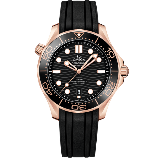 Seamaster Diver 300M 42 mm, Sedna™ gold on rubber strap