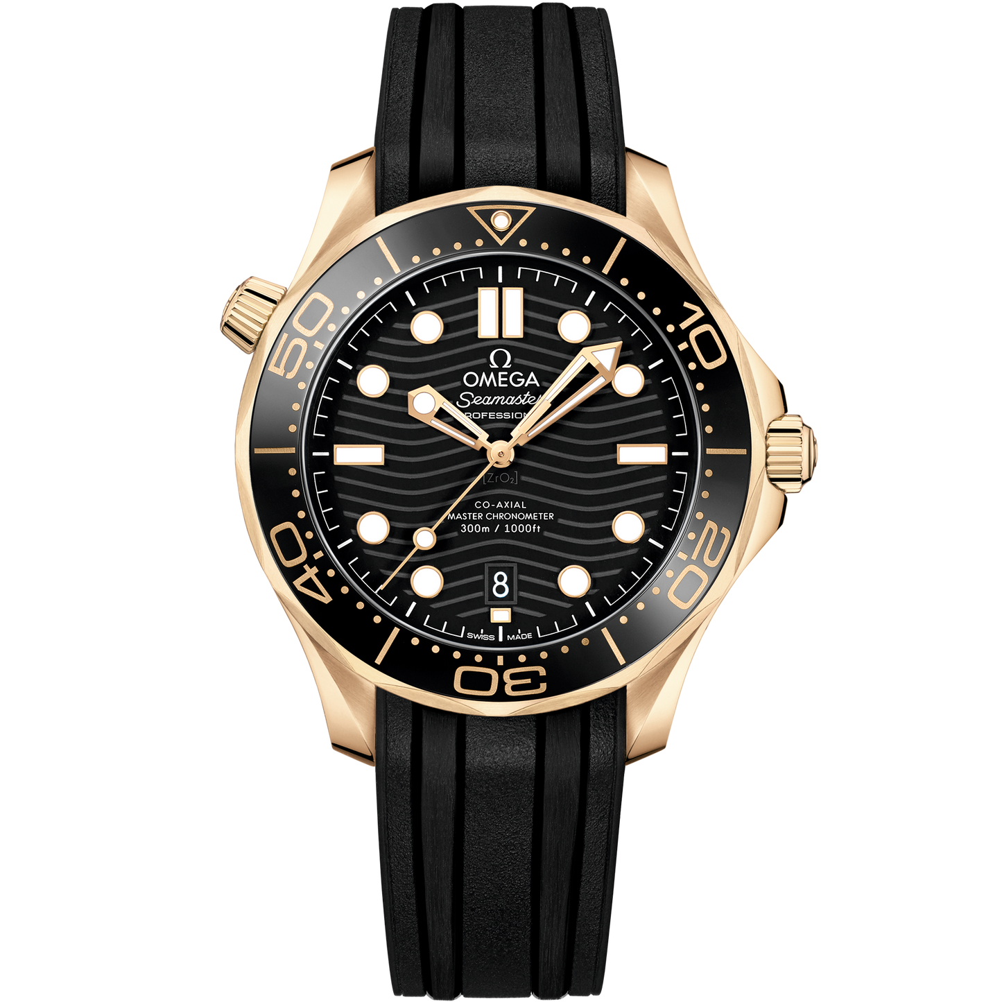 Seamaster Diver 300M 42 mm, Moonshine™ gold on rubber strap