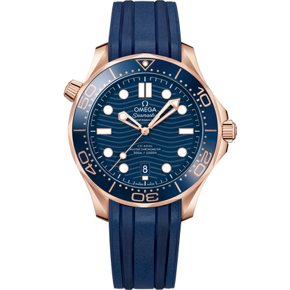 Seamaster Diver 300M 42 mm, Sedna™ gold on rubber strap