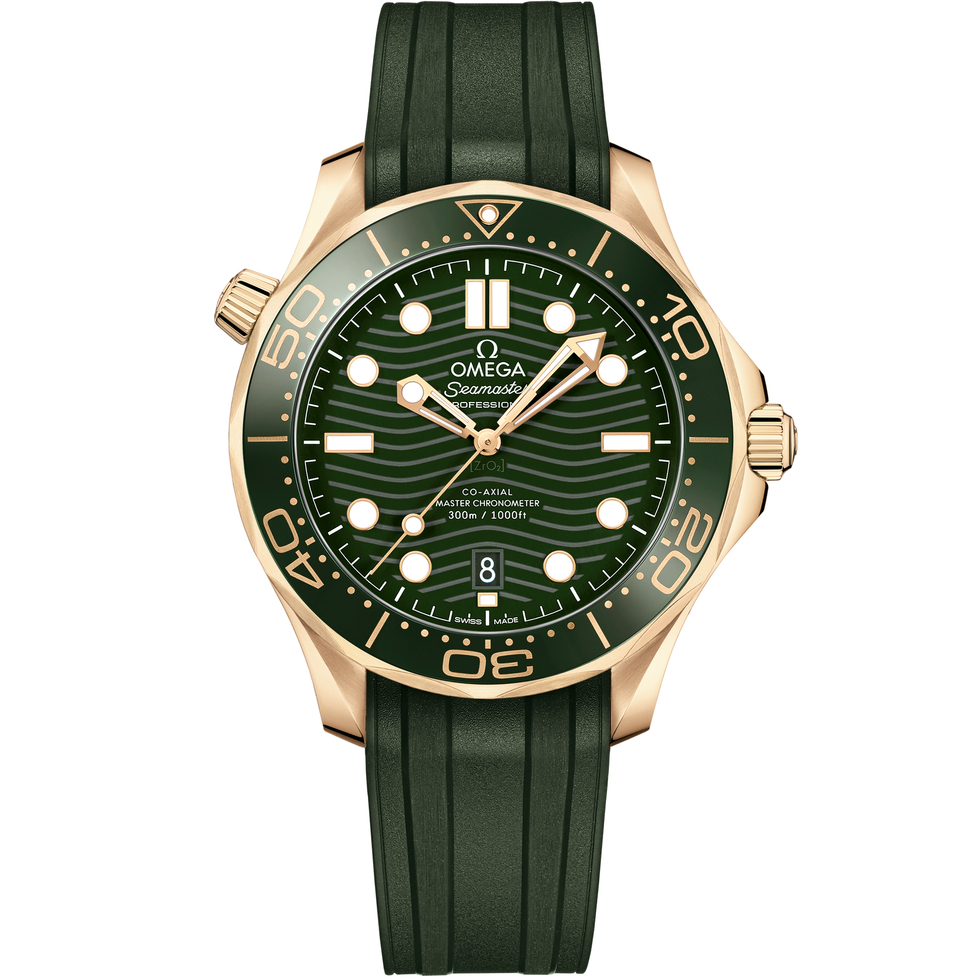 Seamaster Diver 300M 42 mm, Moonshine™ gold on rubber strap