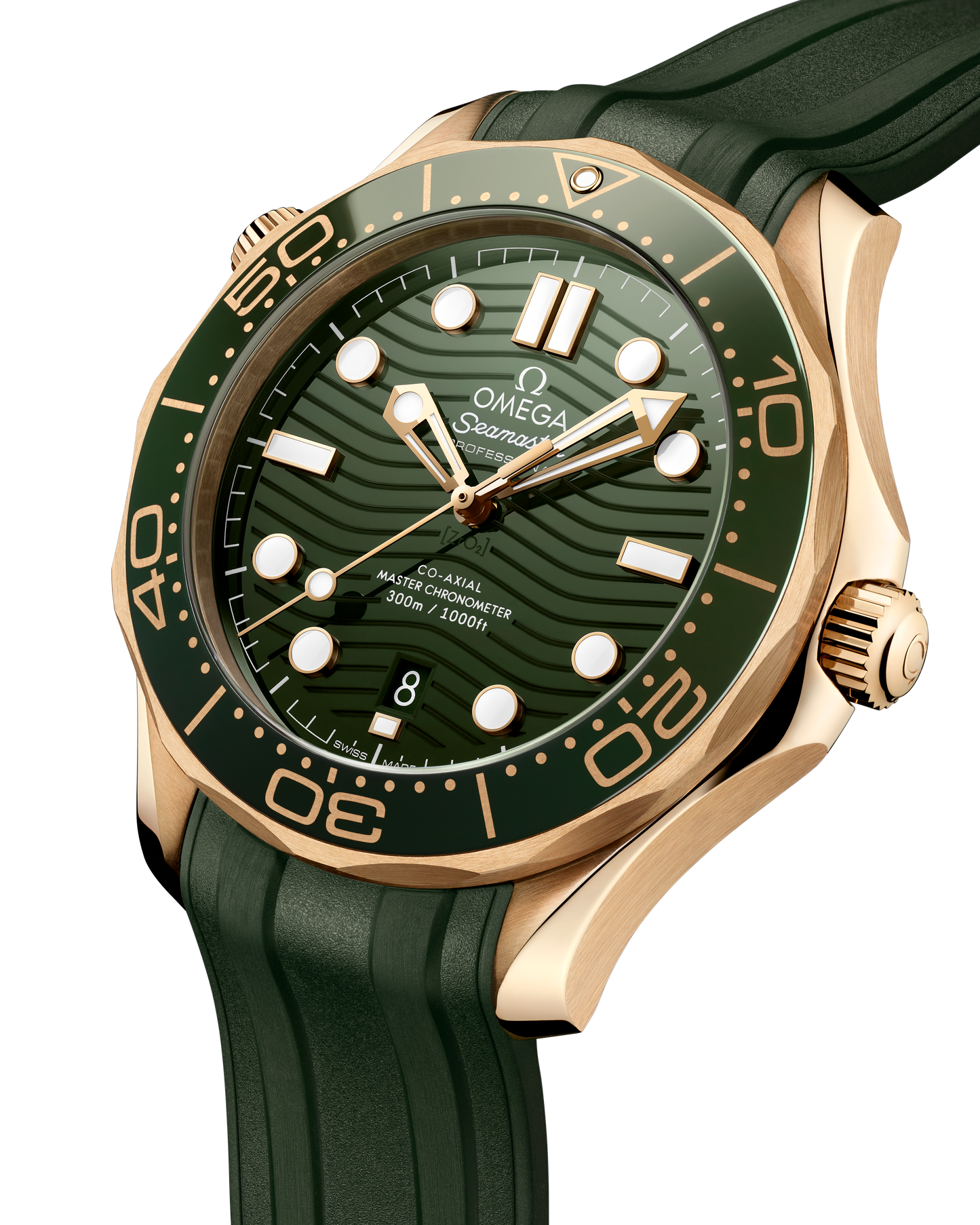 Seamaster Diver 300M 42 mm, Moonshine™ gold on rubber strap