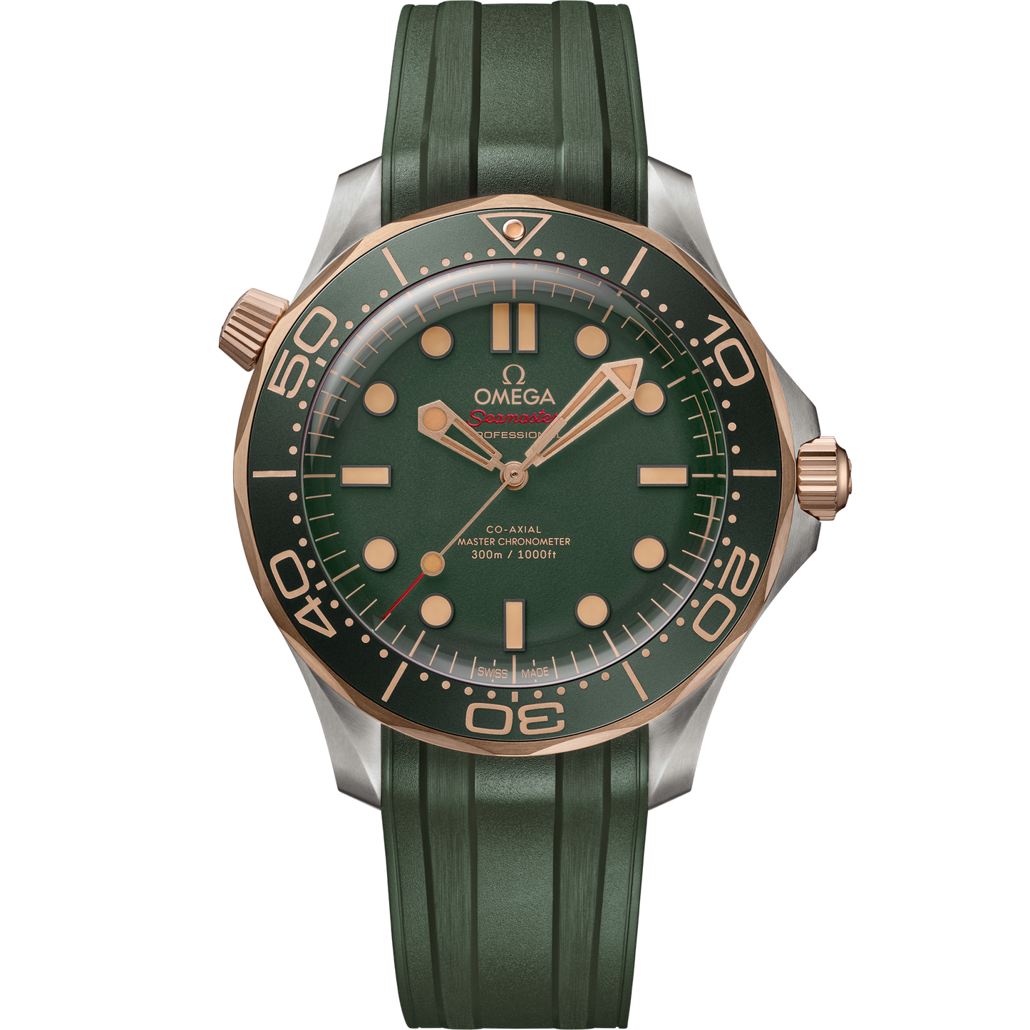 Seamaster Diver 300M 42 mm, titanium ‑ Bronze gold on rubber strap