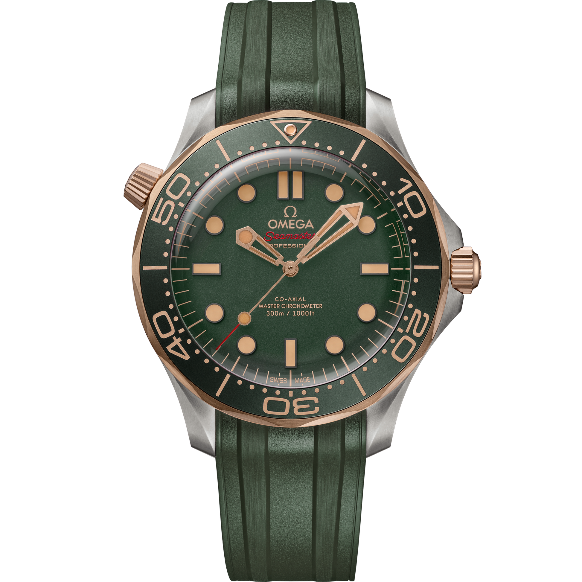 Seamaster Diver 300M 42 mm, titanium ‑ Bronze gold on rubber strap