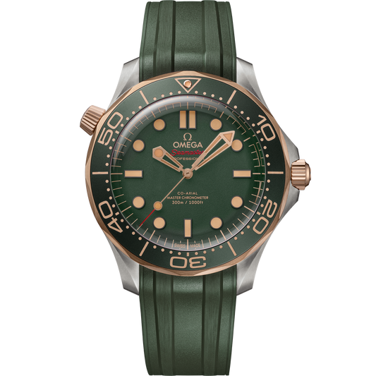 Seamaster Diver 300M 42 mm, titanium ‑ Bronze gold on rubber strap
