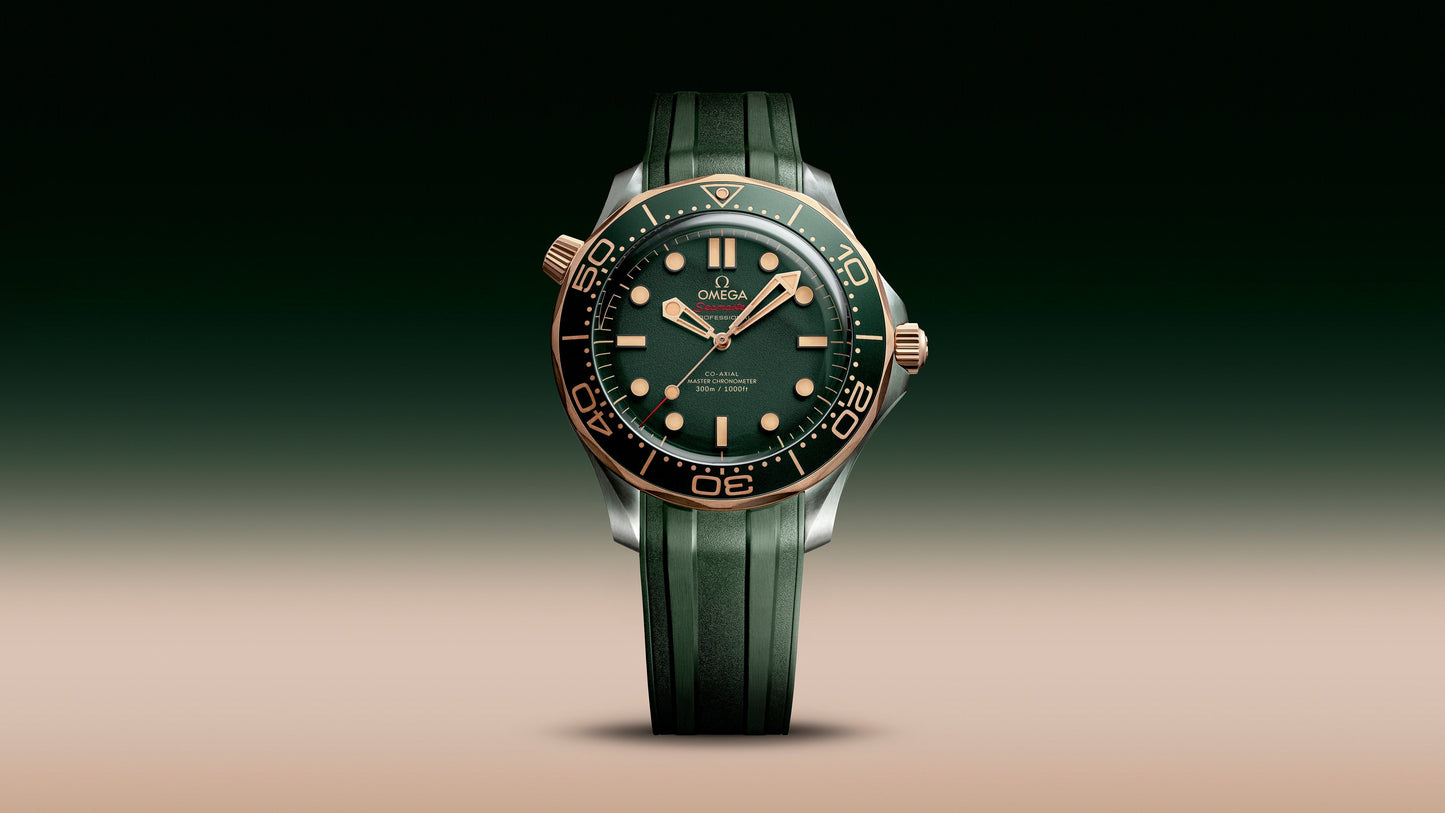 Seamaster Diver 300M 42 mm, titanium ‑ Bronze gold on rubber strap