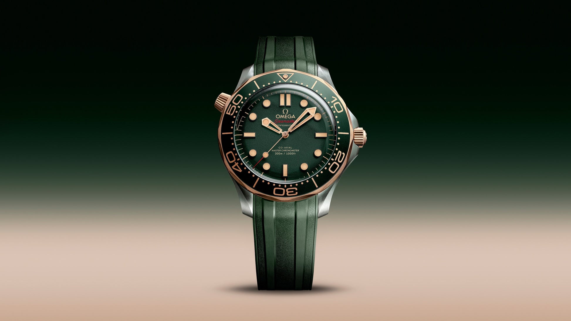 Seamaster Diver 300M 42 mm, titanium ‑ Bronze gold on rubber strap