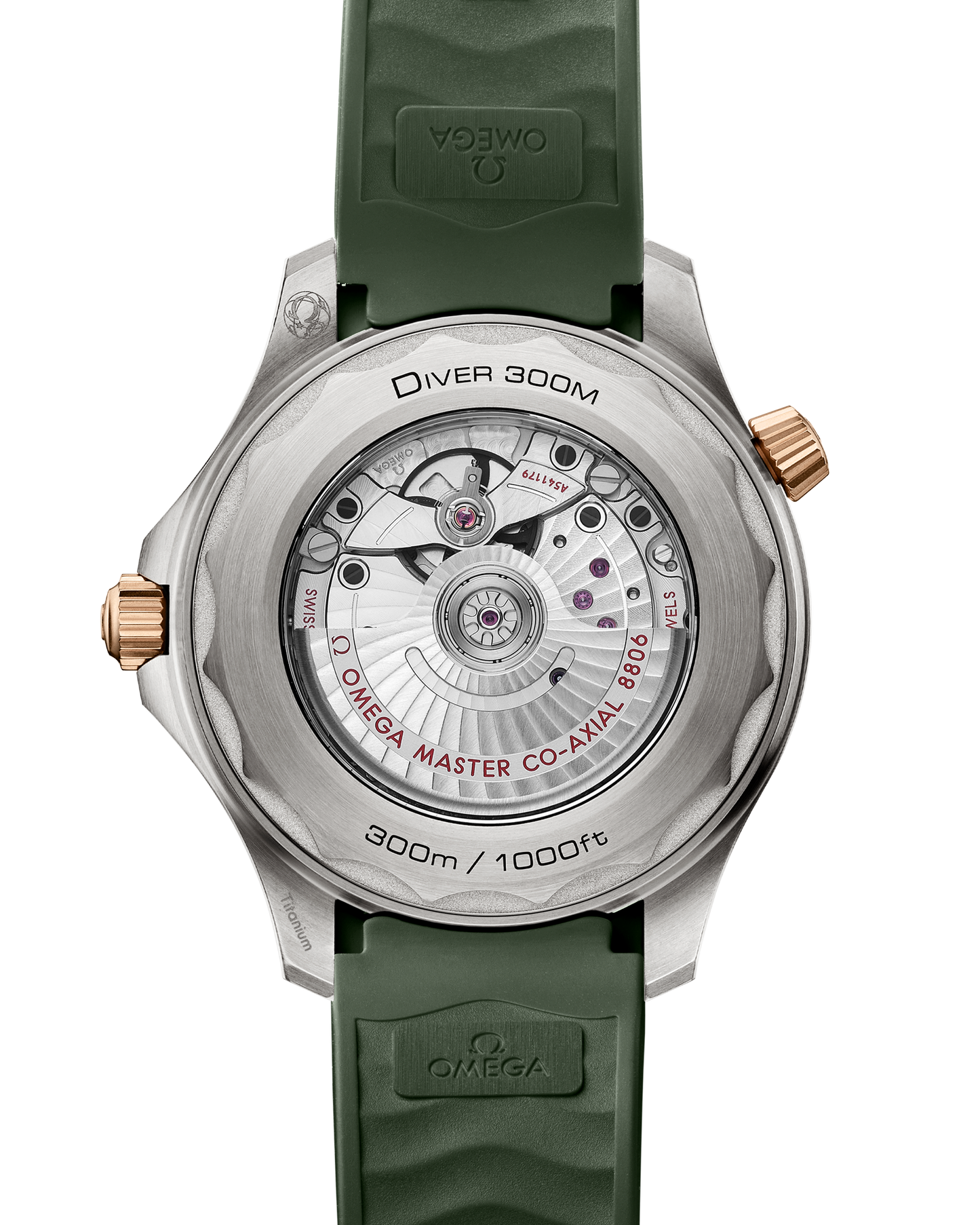 Seamaster Diver 300M 42 mm, titanium ‑ Bronze gold on rubber strap