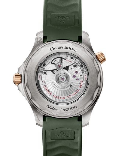 Seamaster Diver 300M 42 mm, titanium ‑ Bronze gold on rubber strap