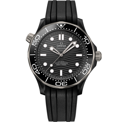 Seamaster Diver 300M 43.5 mm, black ceramic on rubber strap