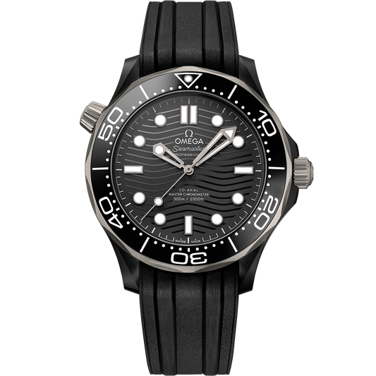 Seamaster Diver 300M 43.5 mm, black ceramic on rubber strap