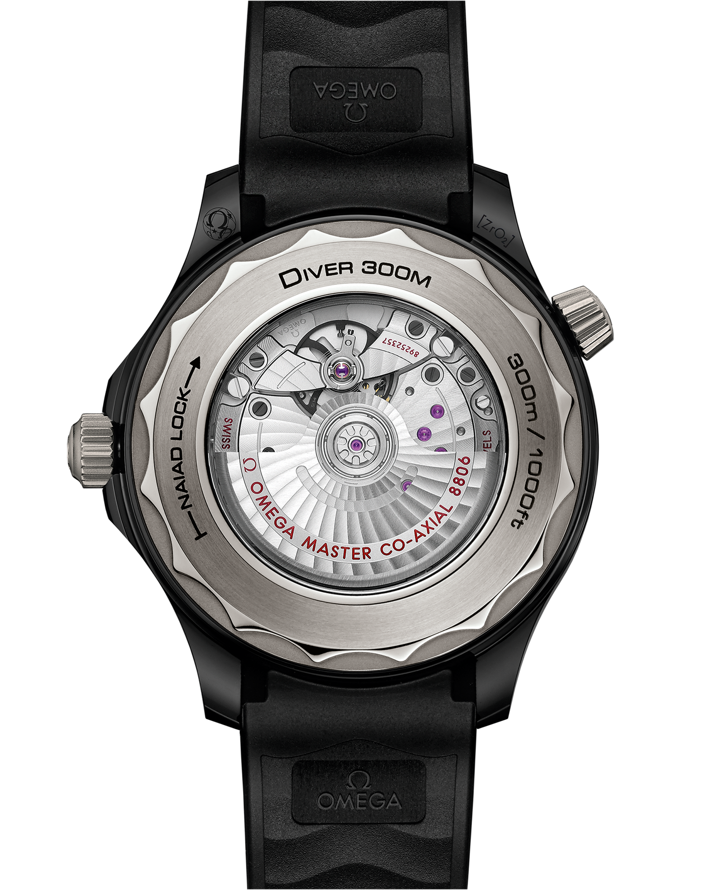 Seamaster Diver 300M 43.5 mm, black ceramic on rubber strap