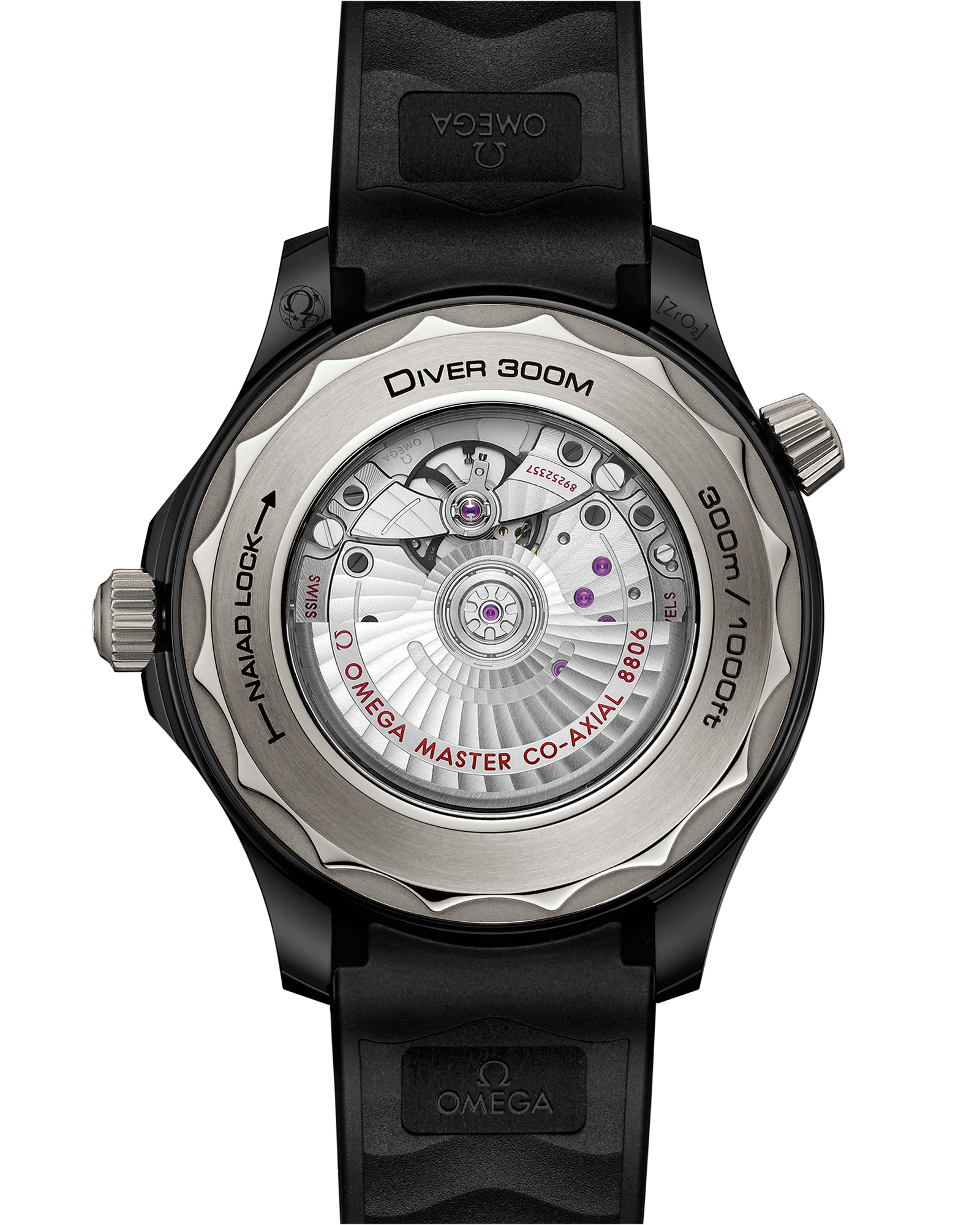 Seamaster Diver 300M 43.5 mm, black ceramic on rubber strap