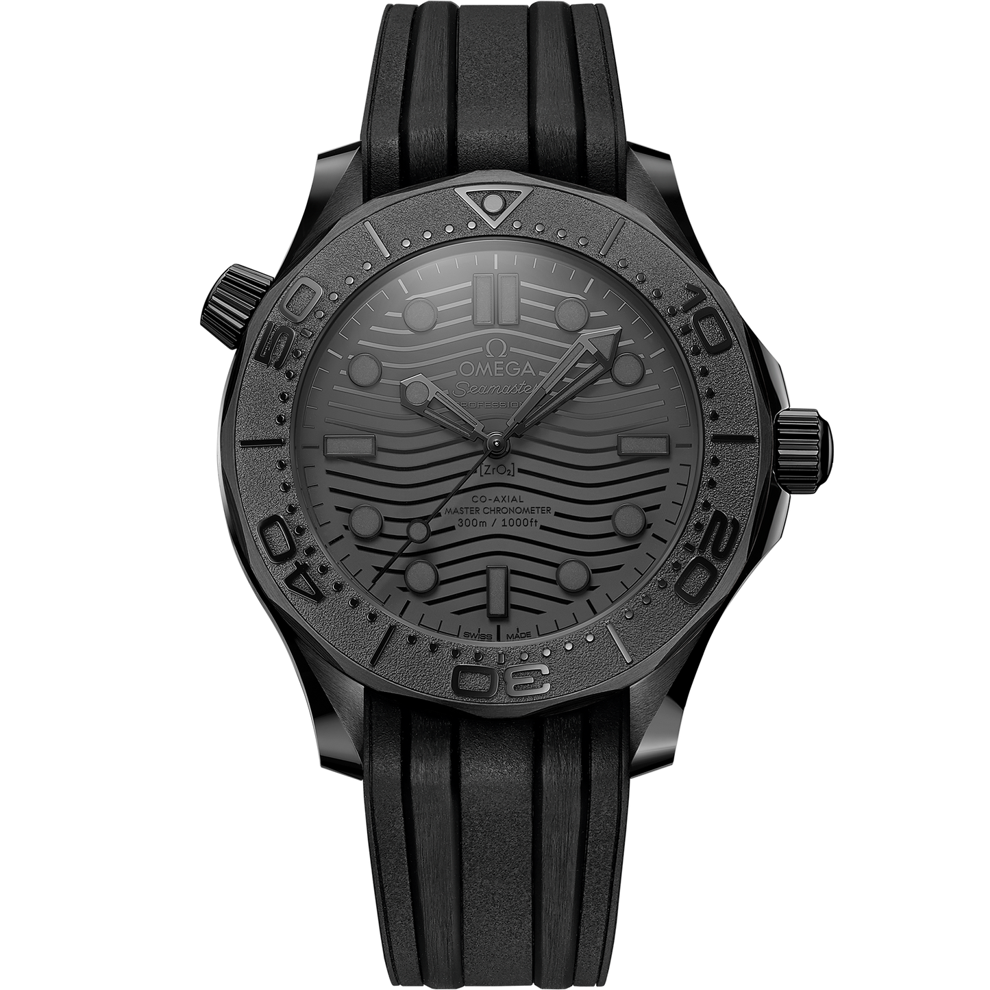 Seamaster Diver 300M 43.5 mm, black ceramic on rubber strap