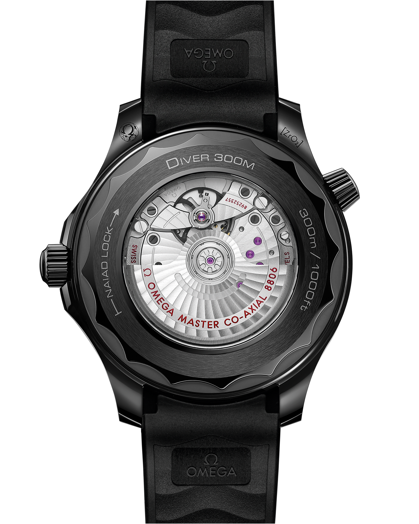 Seamaster Diver 300M 43.5 mm, black ceramic on rubber strap