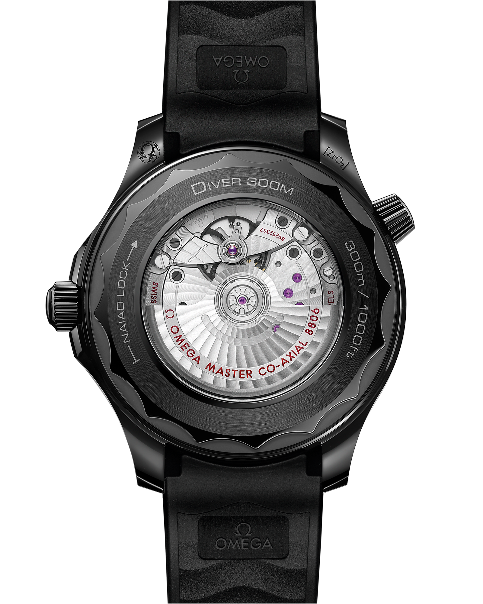 Seamaster Diver 300M 43.5 mm, black ceramic on rubber strap