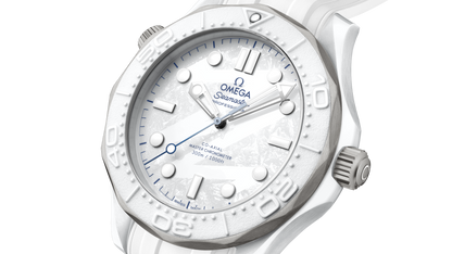Seamaster Diver 300M 43.5 mm, white ceramic ‑ titanium on rubber strap