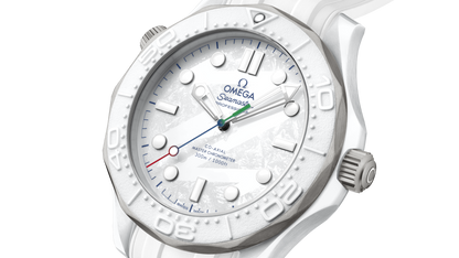 Seamaster Diver 300M 43.5 mm, white ceramic ‑ titanium on rubber strap
