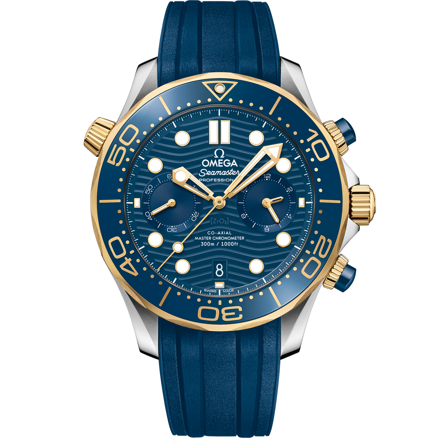 Seamaster Diver 300M 44 mm, steel ‑ yellow gold on rubber strap