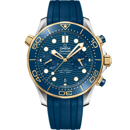 Seamaster Diver 300M 44 mm, steel ‑ yellow gold on rubber strap