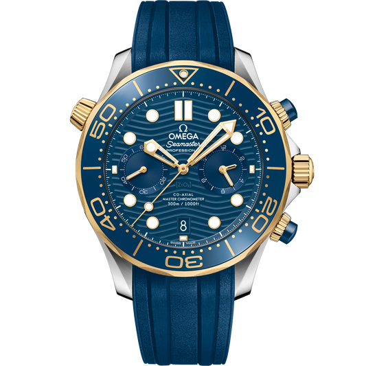 Seamaster Diver 300M 44 mm, steel ‑ yellow gold on rubber strap
