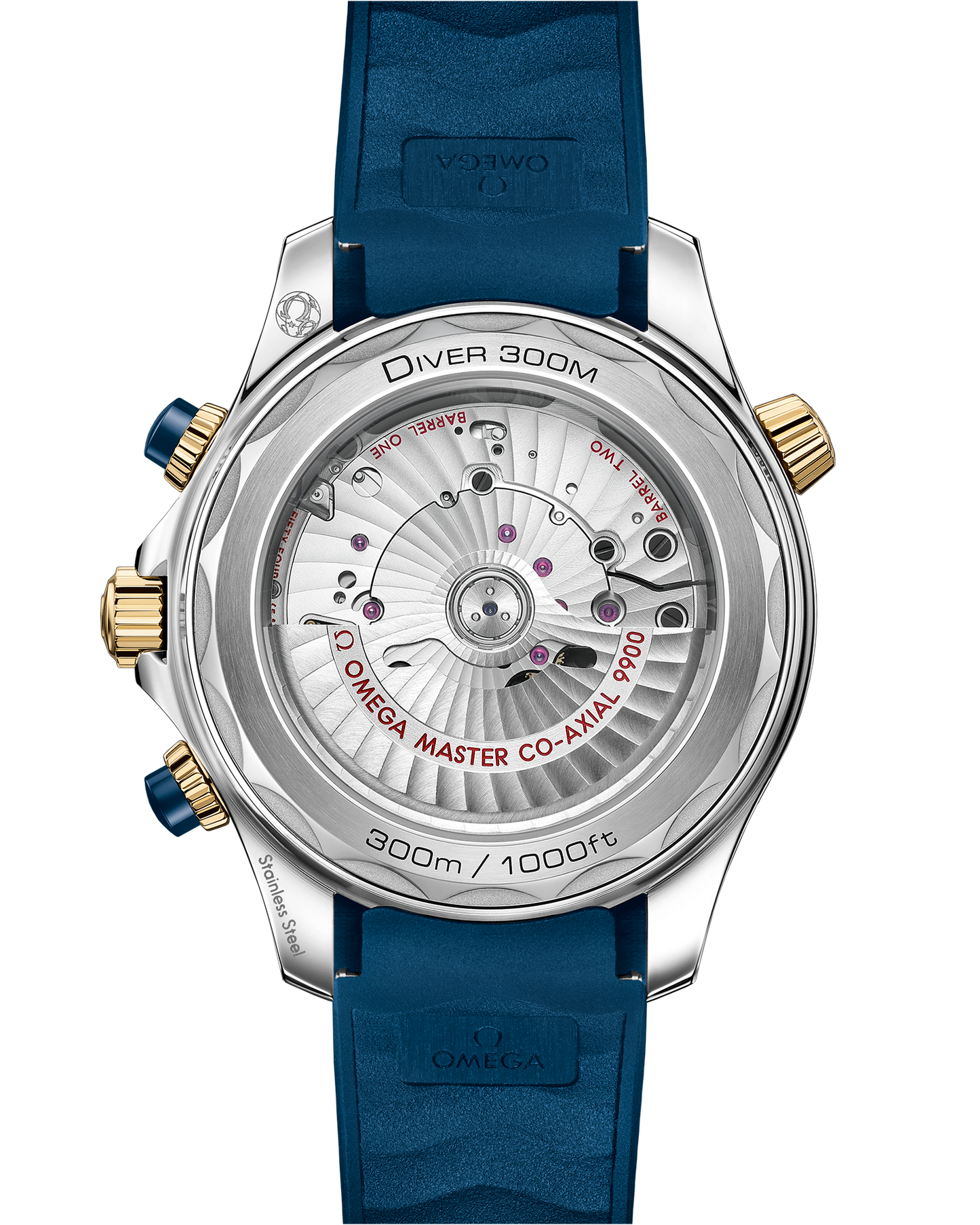 Seamaster Diver 300M 44 mm, steel ‑ yellow gold on rubber strap