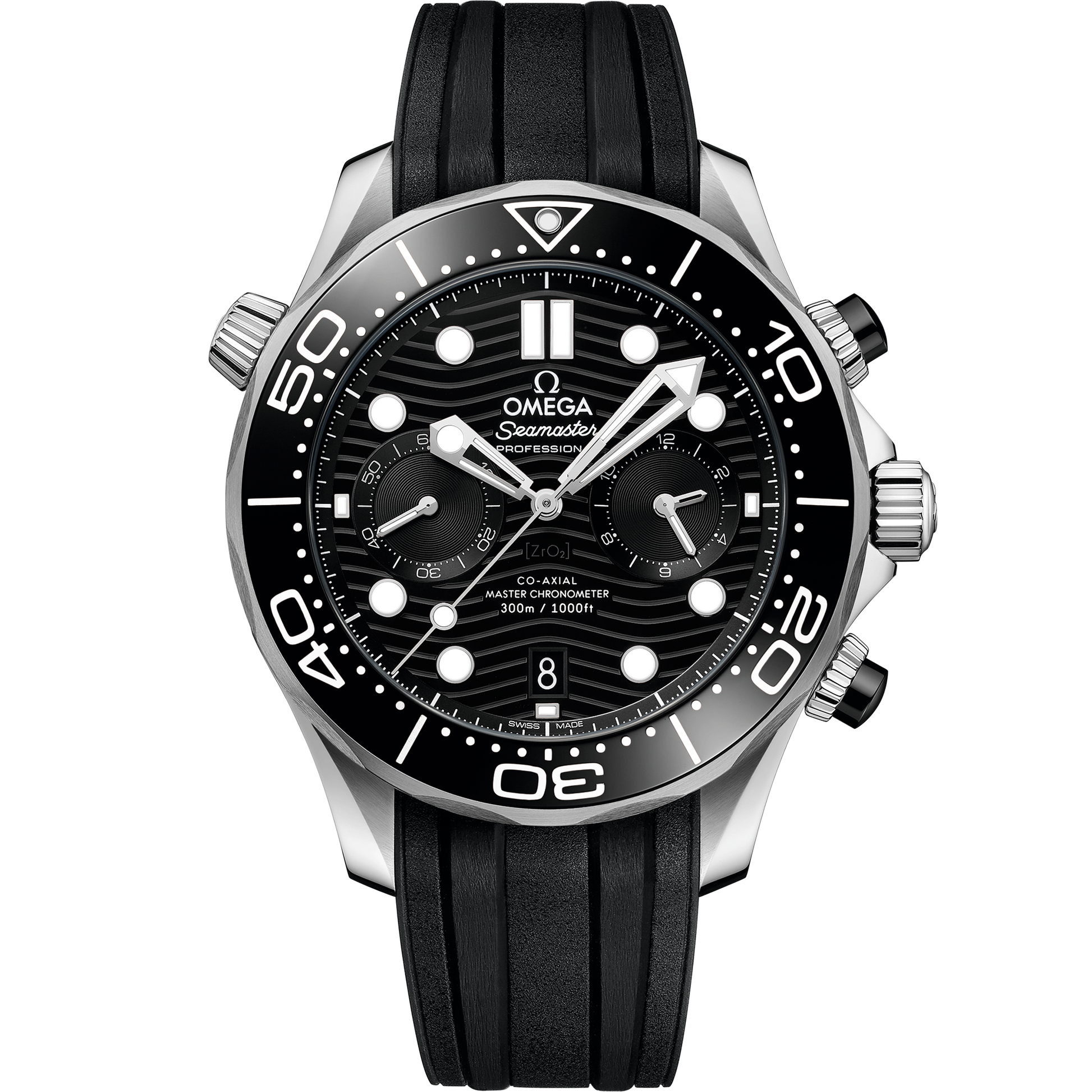Seamaster Diver 300M 44 mm, steel on rubber strap