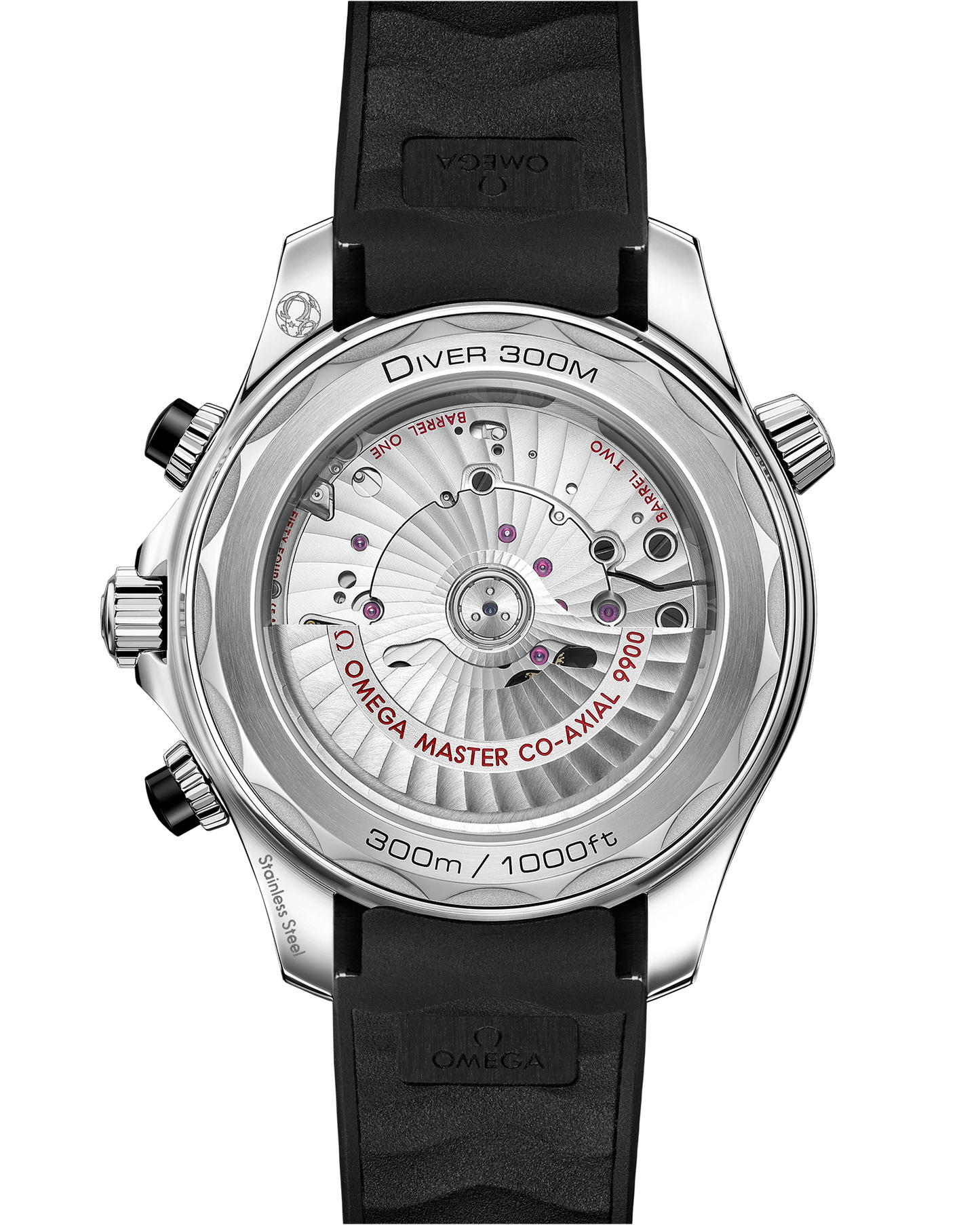 Seamaster Diver 300M 44 mm, steel on rubber strap