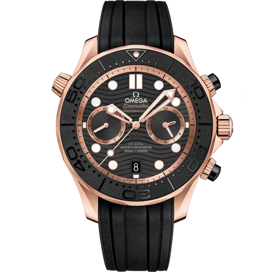 Seamaster Diver 300M 44 mm, Sedna™ gold on rubber strap