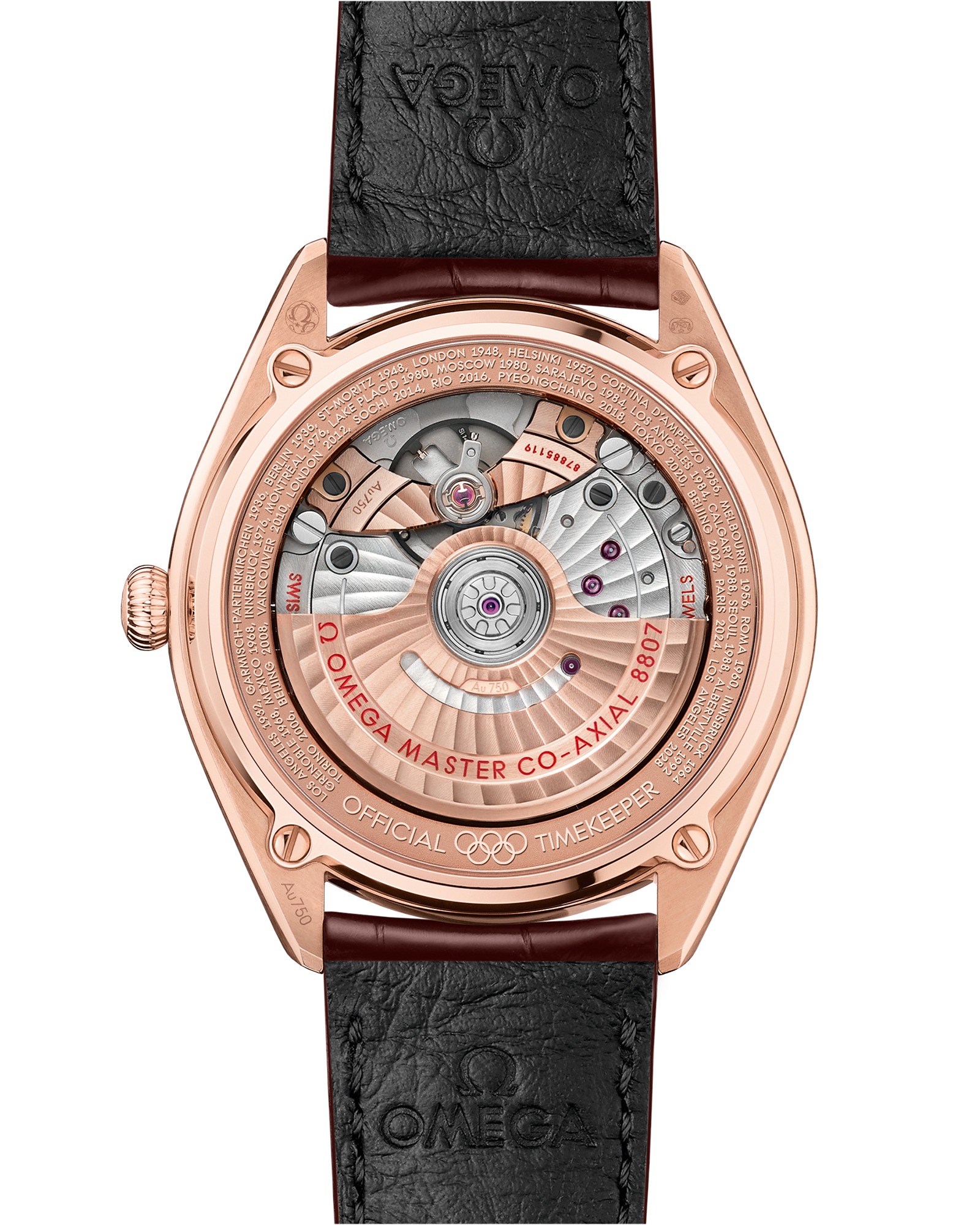 Seamaster Olympic Official Timekeeper 39.5 mm, Sedna™ gold on leather strap