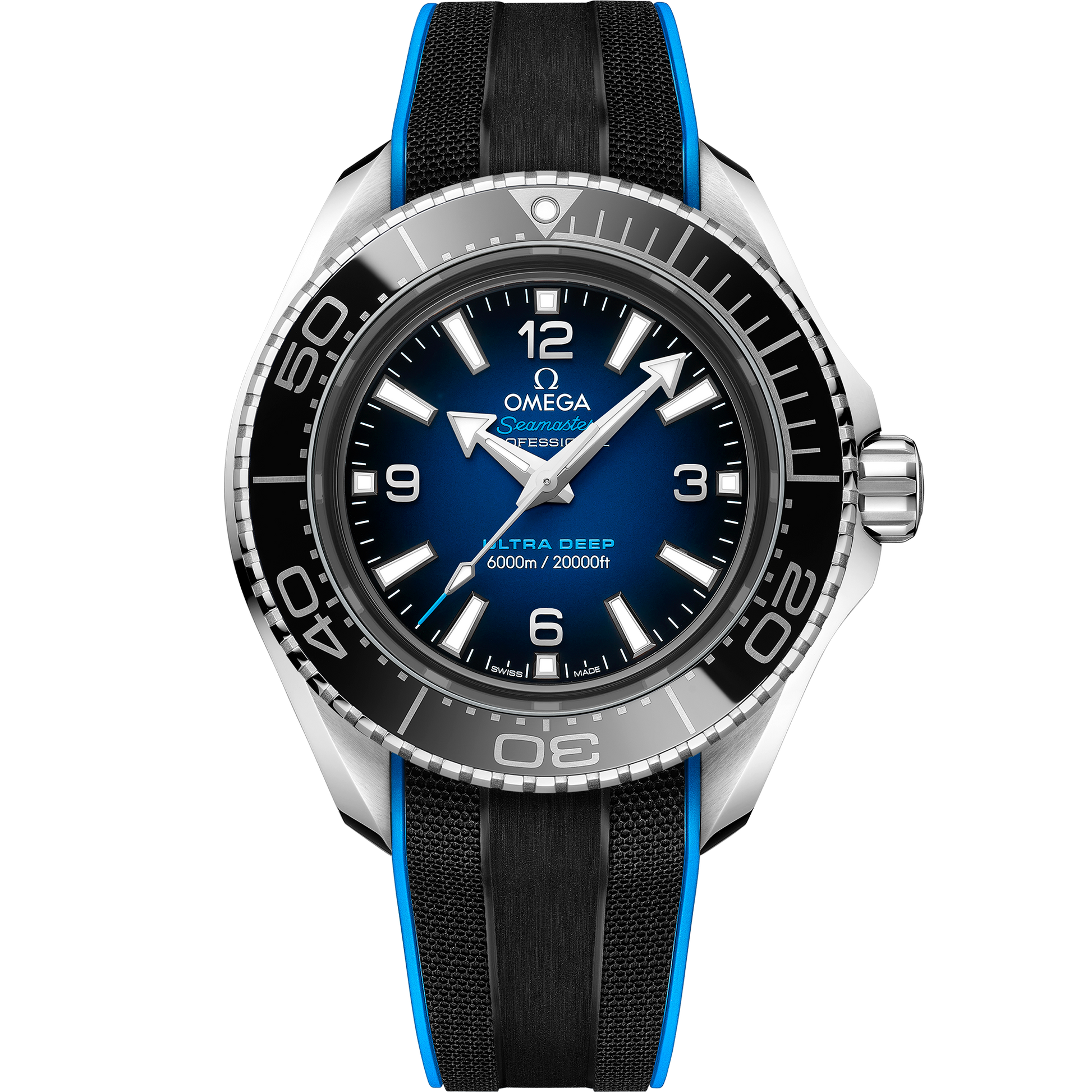 Seamaster Planet Ocean 6000M 45.5 mm, O‑MEGASTEEL on rubber strap