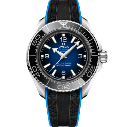 Seamaster Planet Ocean 6000M 45.5 mm, O‑MEGASTEEL on rubber strap