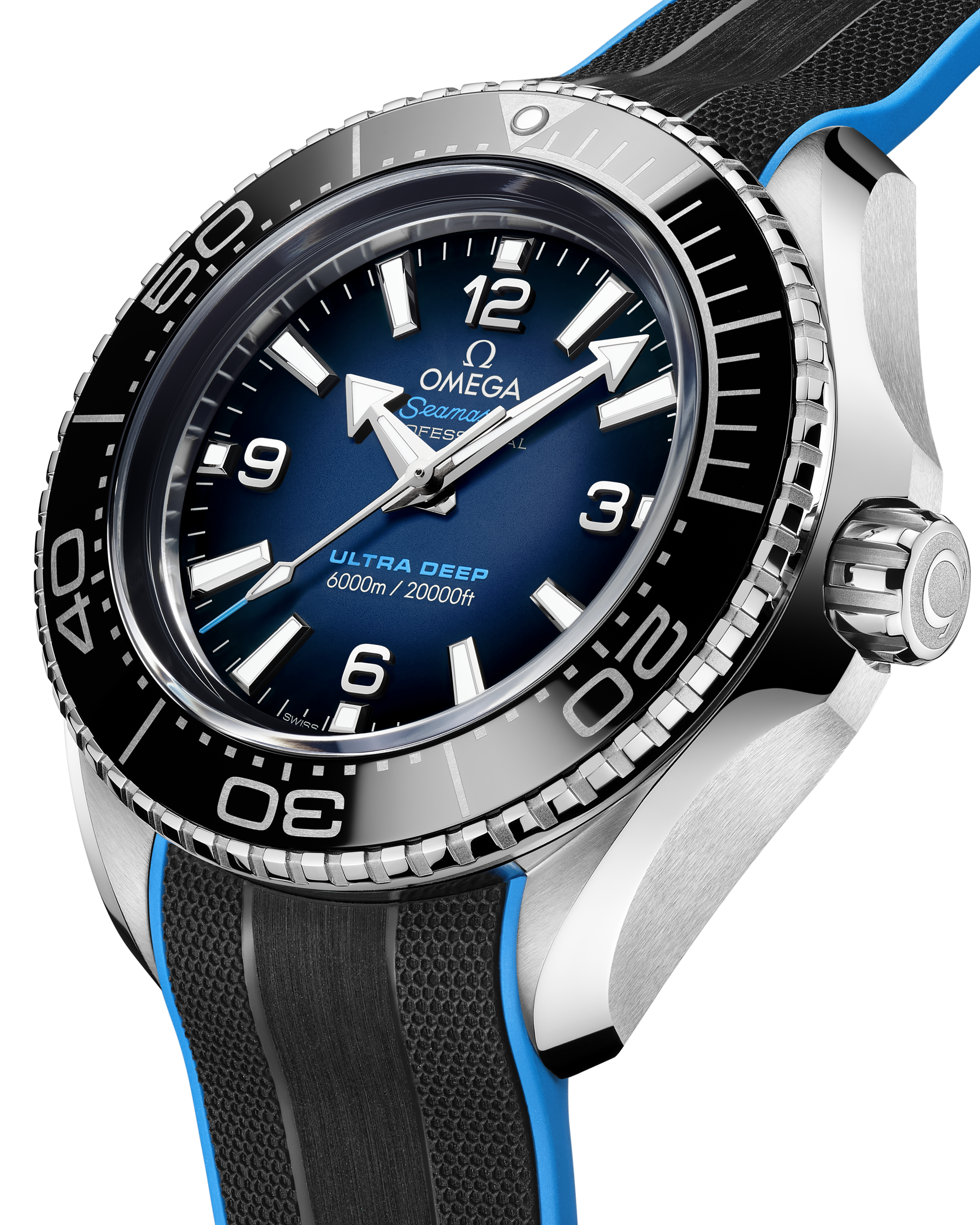 Seamaster Planet Ocean 6000M 45.5 mm, O‑MEGASTEEL on rubber strap