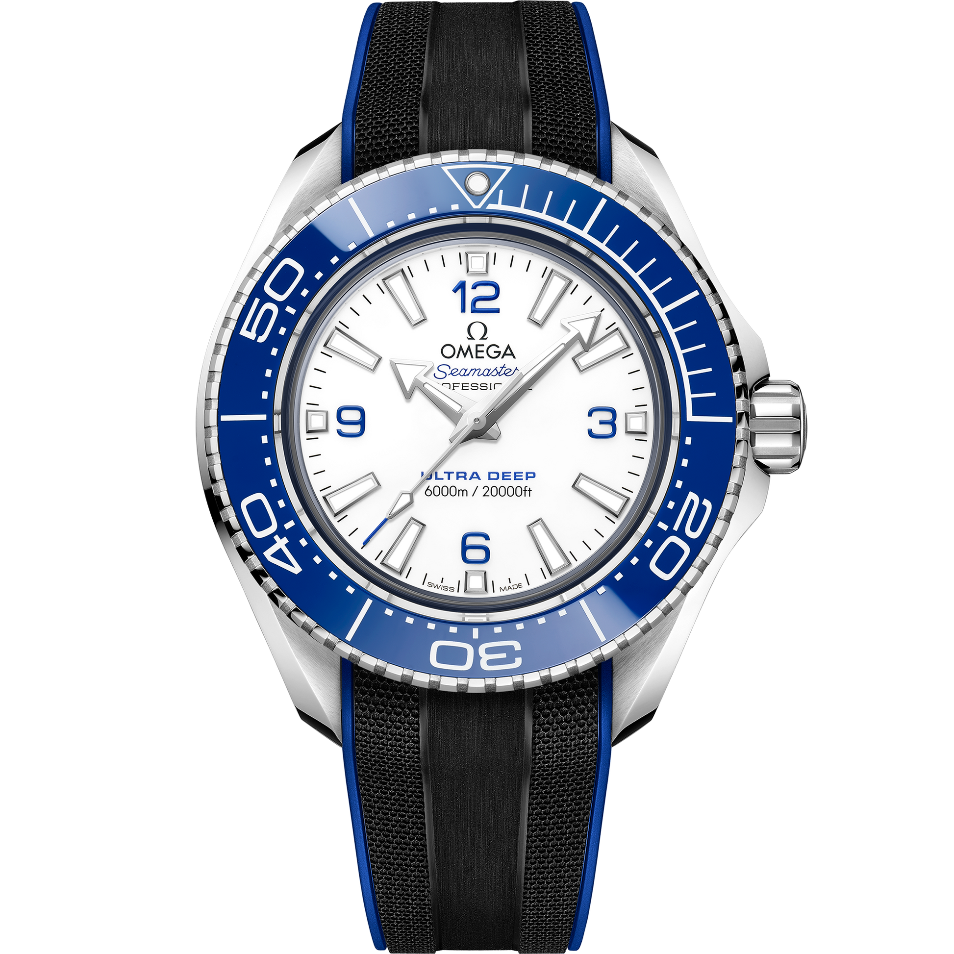 Seamaster Planet Ocean 6000M 45.5 mm, O‑MEGASTEEL on rubber strap