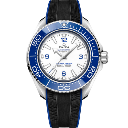 Seamaster Planet Ocean 6000M 45.5 mm, O‑MEGASTEEL on rubber strap
